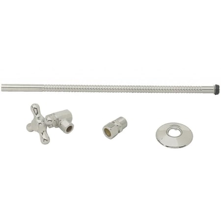 Westbrass Toilet Kit W/ Stop and Corrugated Riser, Cross Handle in Satin Nickel D1712T-07